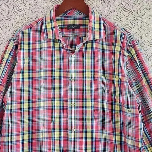 Bobby Jones Pink Plaid Button Up Long sleeve Men's Shirt XL - Picture 3 of 8